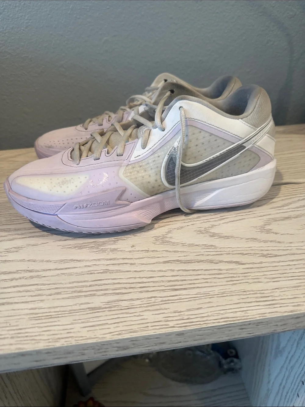 Nike Kids White Sneakers with Light Pink Accents